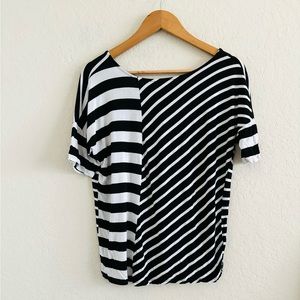White House Black Market Top Stripe Short Sleeve Knit Women S Office Casual USA